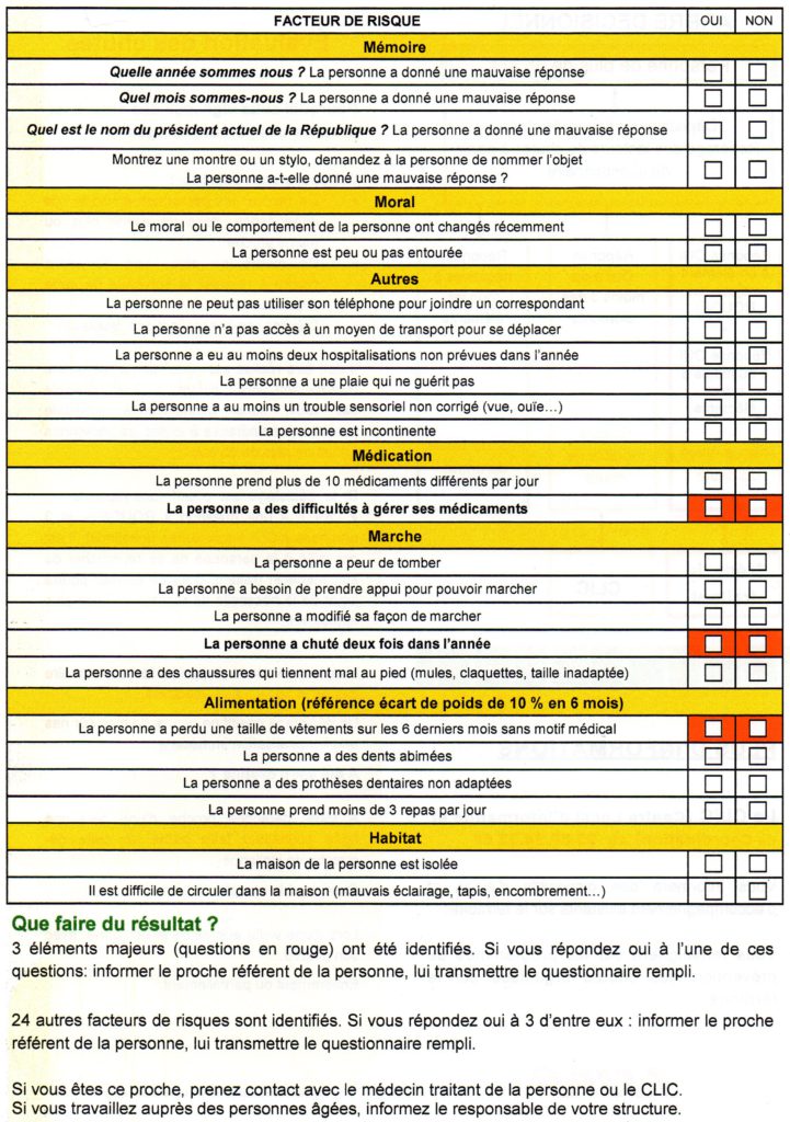 Facteur de risques de chute  faites le test  Familles de France